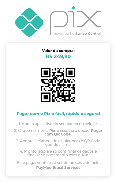 Exemplo de pagamento via Pix no e-commerce