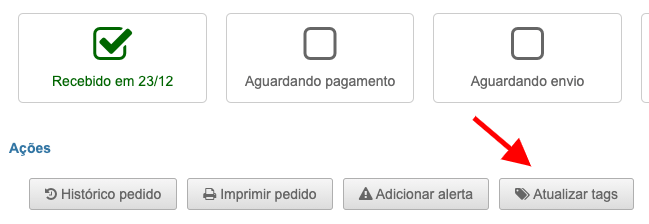 Atualizando as tags de um pedido